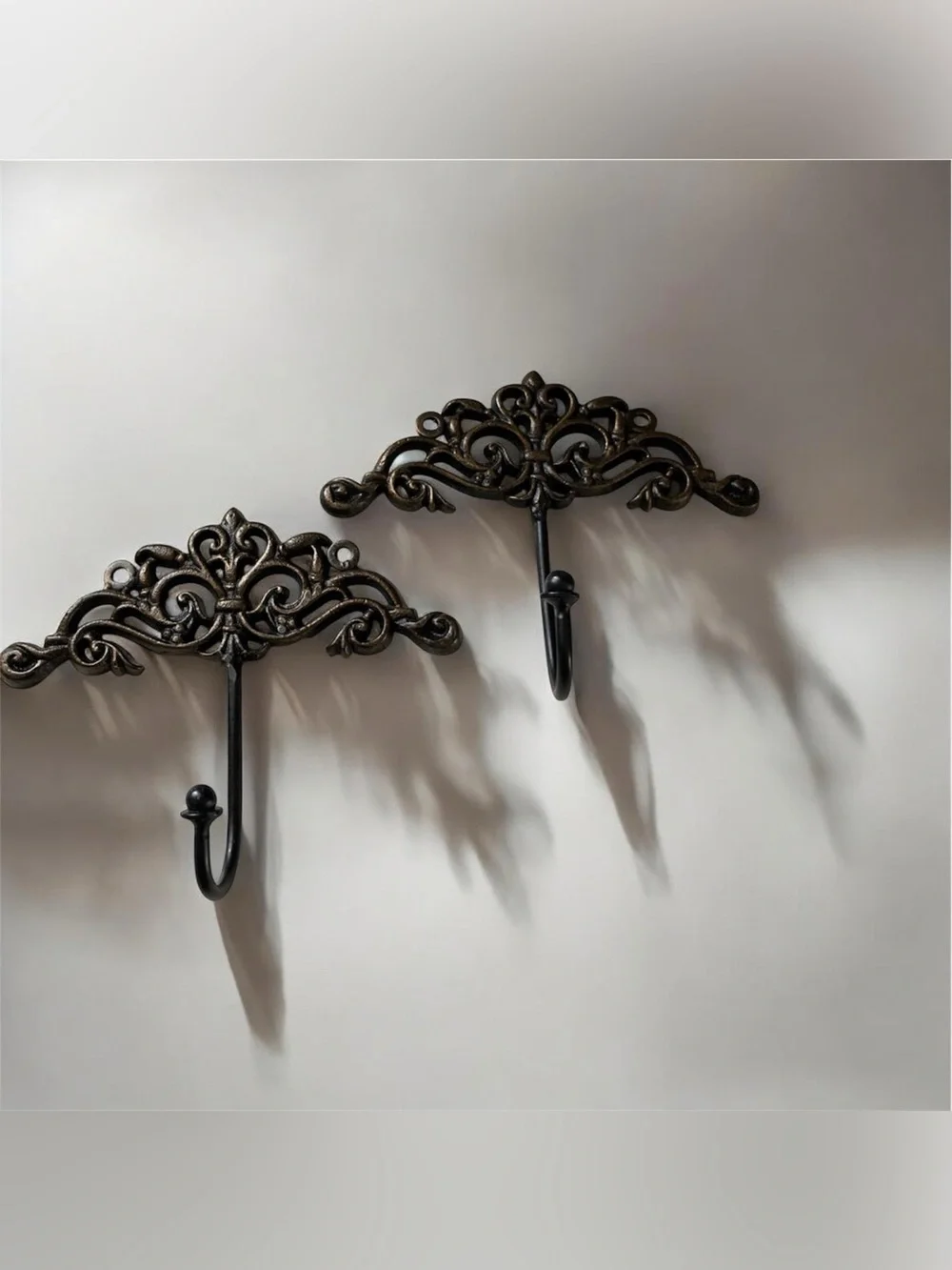 Ornate Metal Wall Hook - Brown and Antique Gold set of 2